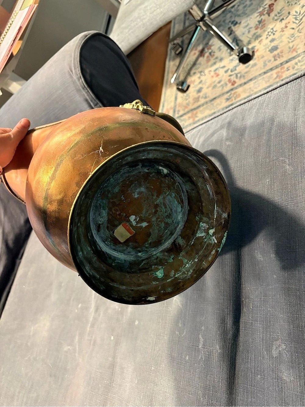Copper-Tone Serving Pitcher with Painted Handle - Picture 5 of 6